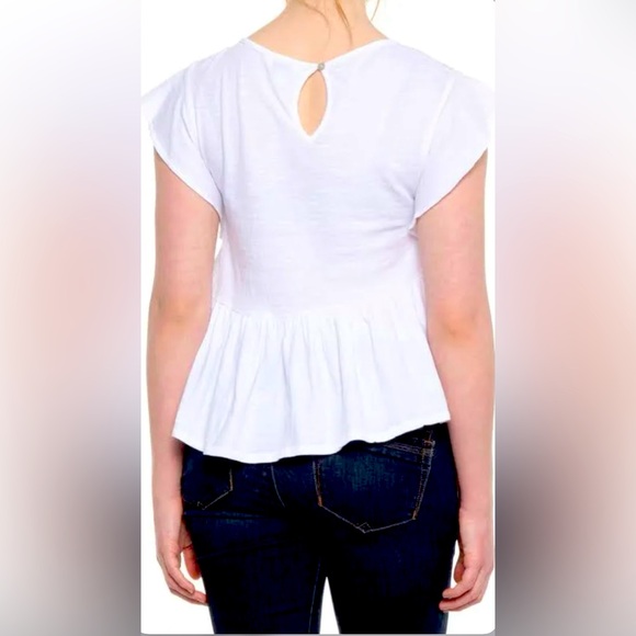 Lucky Brand White Embroidered Peplum Top – Size M - Picture 11 of 16